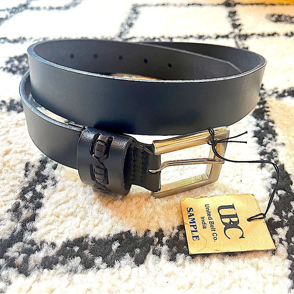 NWT United Belt Co Black Genuine Leather Belt
